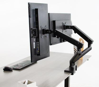 Pneumatic Arm Dual Monitor Desk Mount