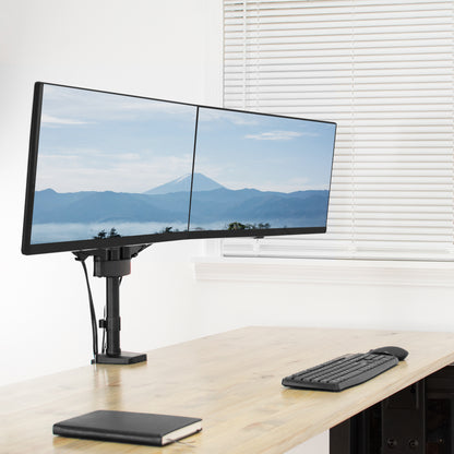 Pneumatic Arm Dual Monitor Desk Mount